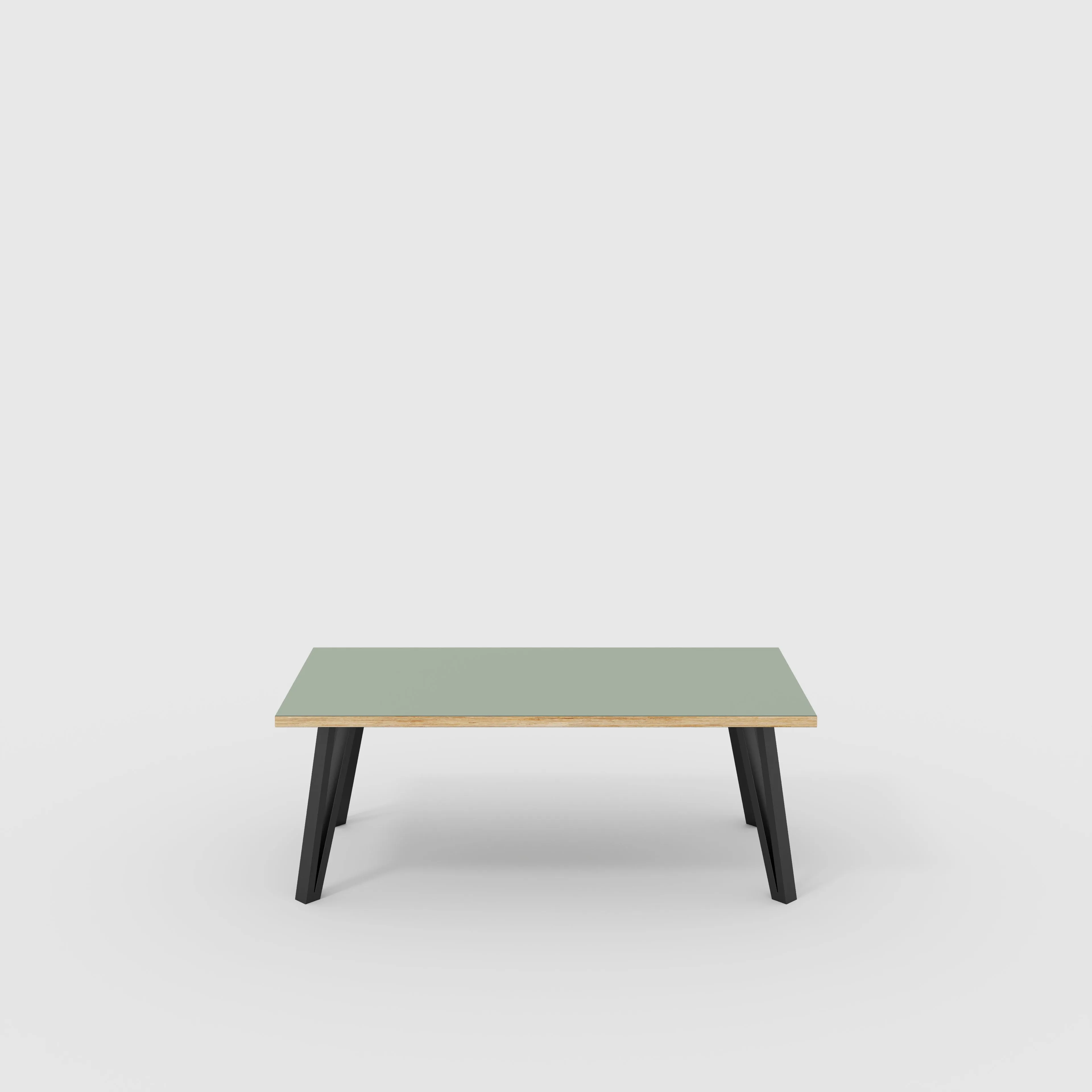 Plywood Coffee Table with Black Box Hairpin Legs - Formica Green Slate - 1200(w) x 600(d) x 425(h)