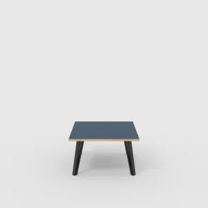 Plywood Coffee Table with Black Box Hairpin Legs - Formica Night Sea Blue - 800(w) x 800(d) x 425(h)