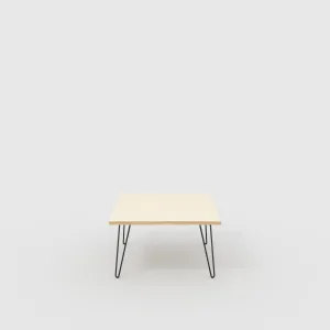 Plywood Coffee Table with Black Hairpin Legs - Plywood Birch - 800(w) x 800(d) x 425(h)