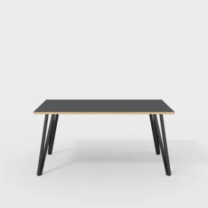 Plywood Desk with Black Box Hairpin Legs - Formica Diamond Black - 1600(w) x 800(d) x 735(h)