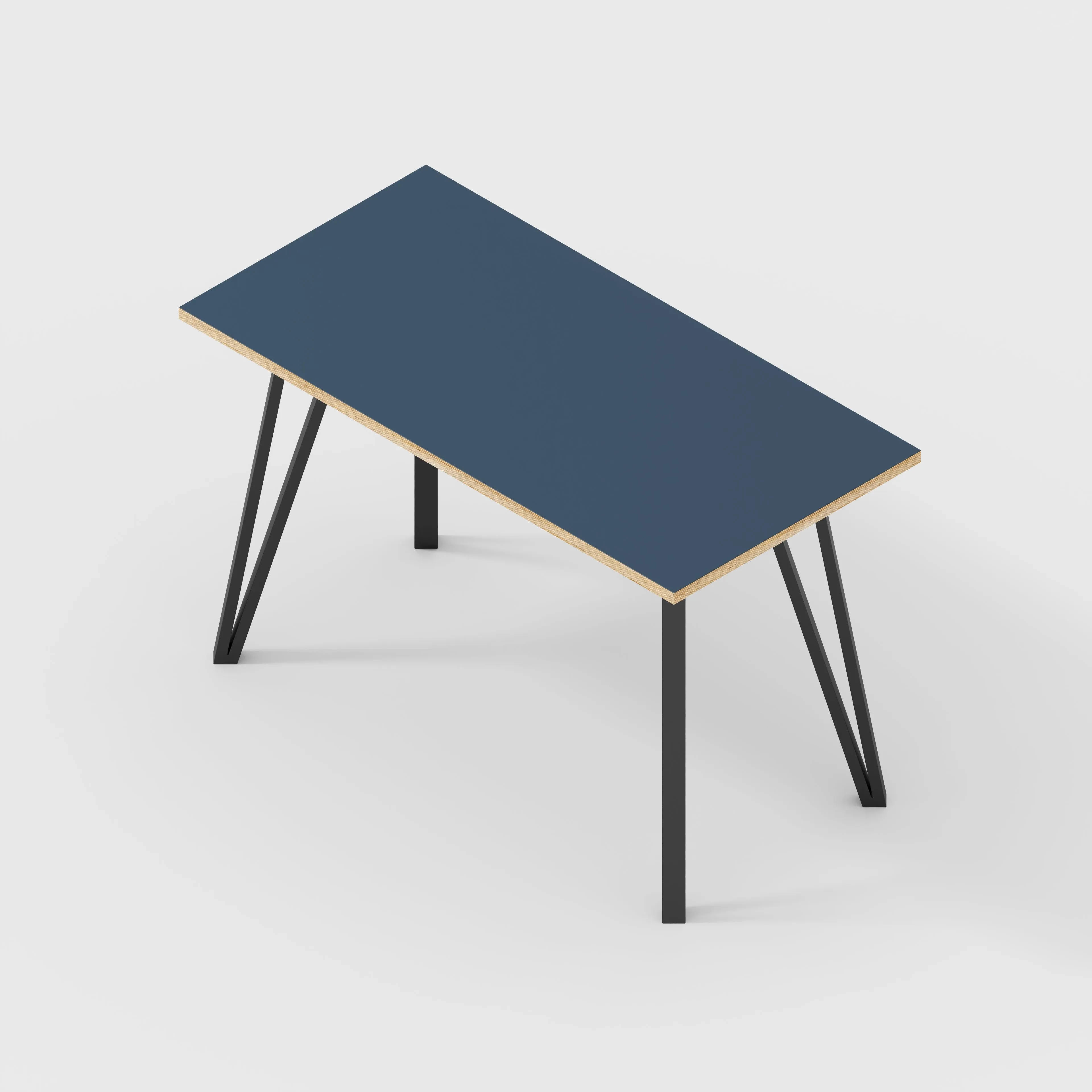Plywood Desk with Black Box Hairpin Legs - Formica Night Sea Blue - 1200(w) x 600(d) x 735(h)