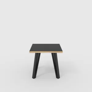 Plywood Side Table with Black Box Hairpin Legs - Formica Diamond Black - 500(w) x 500(d) x 425(h)