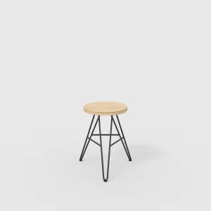 Plywood Stool with Black Hairpin Base - Plywood Oak