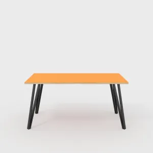 Plywood Table with Black Box Hairpin Legs - Formica Levante Orange - 1600(w) x 800(d) x 735(h)