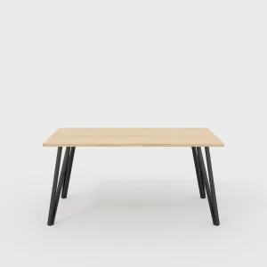 Plywood Table with Black Box Hairpin Legs - Plywood Oak - 1600(w) x 800(d) x 735(h)