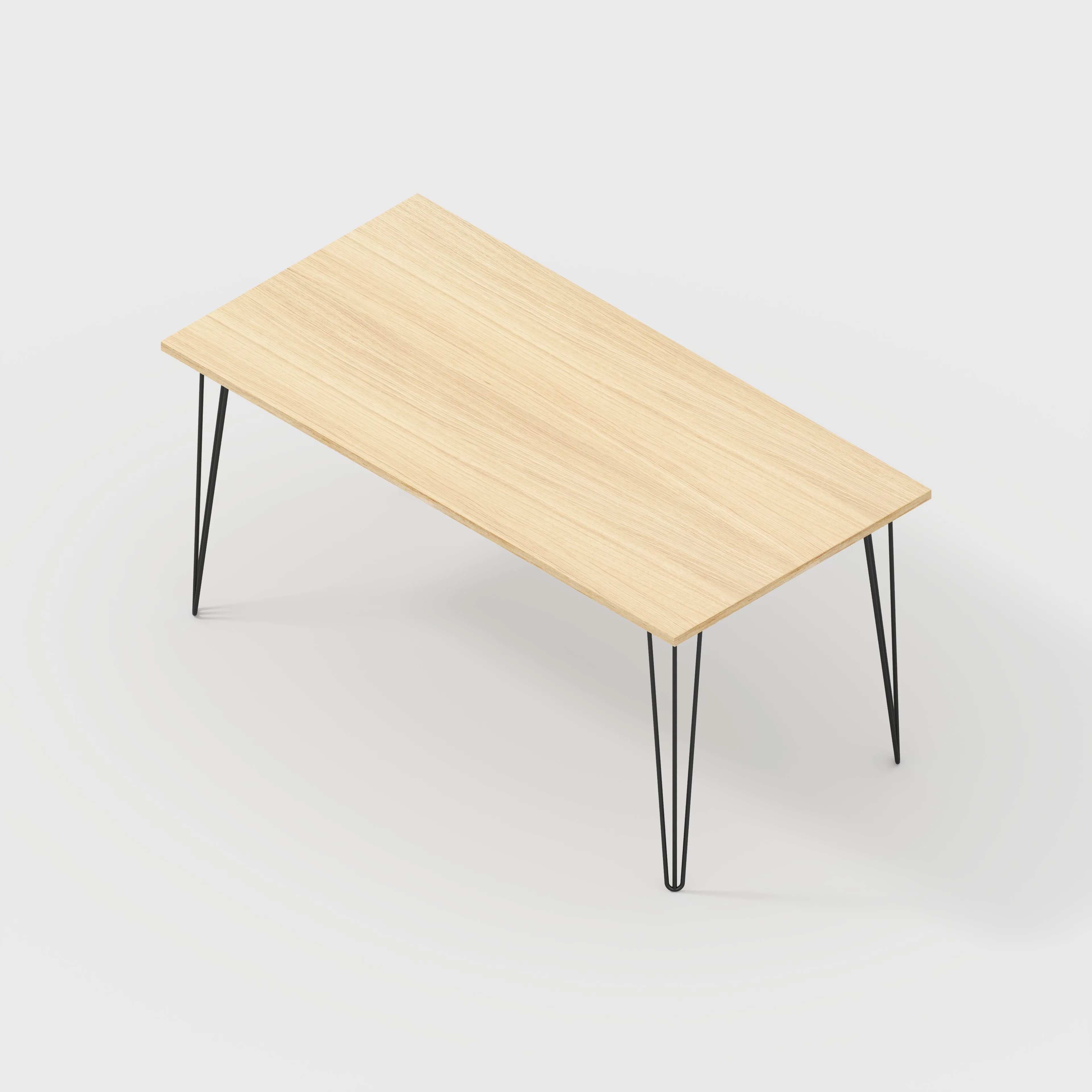 Plywood Table with Black Hairpin Legs - Plywood Oak - 1600(w) x 800(d)
