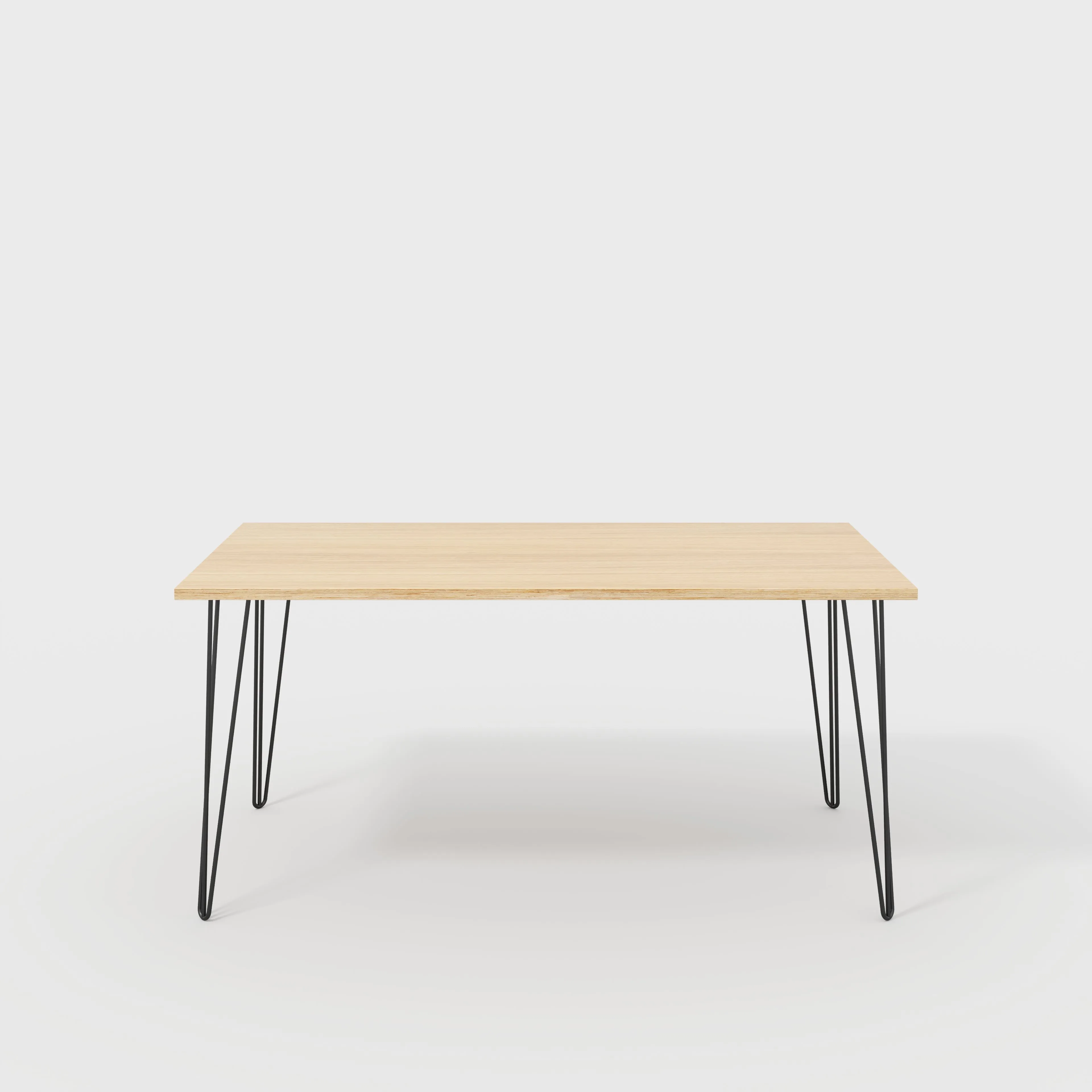 Plywood Table with Black Hairpin Legs - Plywood Oak - 1600(w) x 800(d)