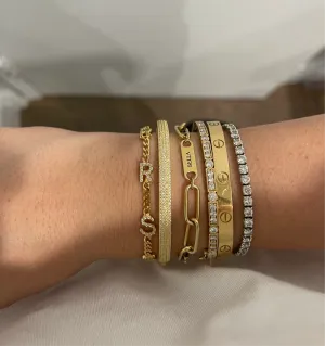 Rosa Cubic Chain CZ Multiple Initials Bracelet