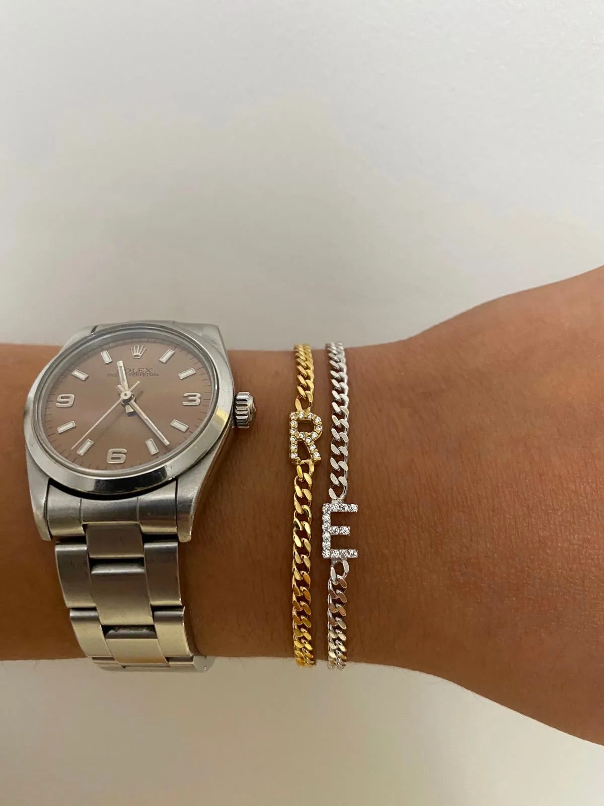 Rosa Cubic Chain CZ Multiple Initials Bracelet