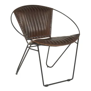 Saturn Industrial Chair in Black Metal and Espresso Leather by LumiSource