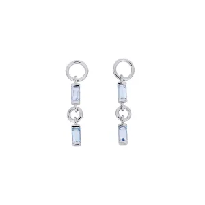 Silver Blue Topaz Baguette Drop Earrings