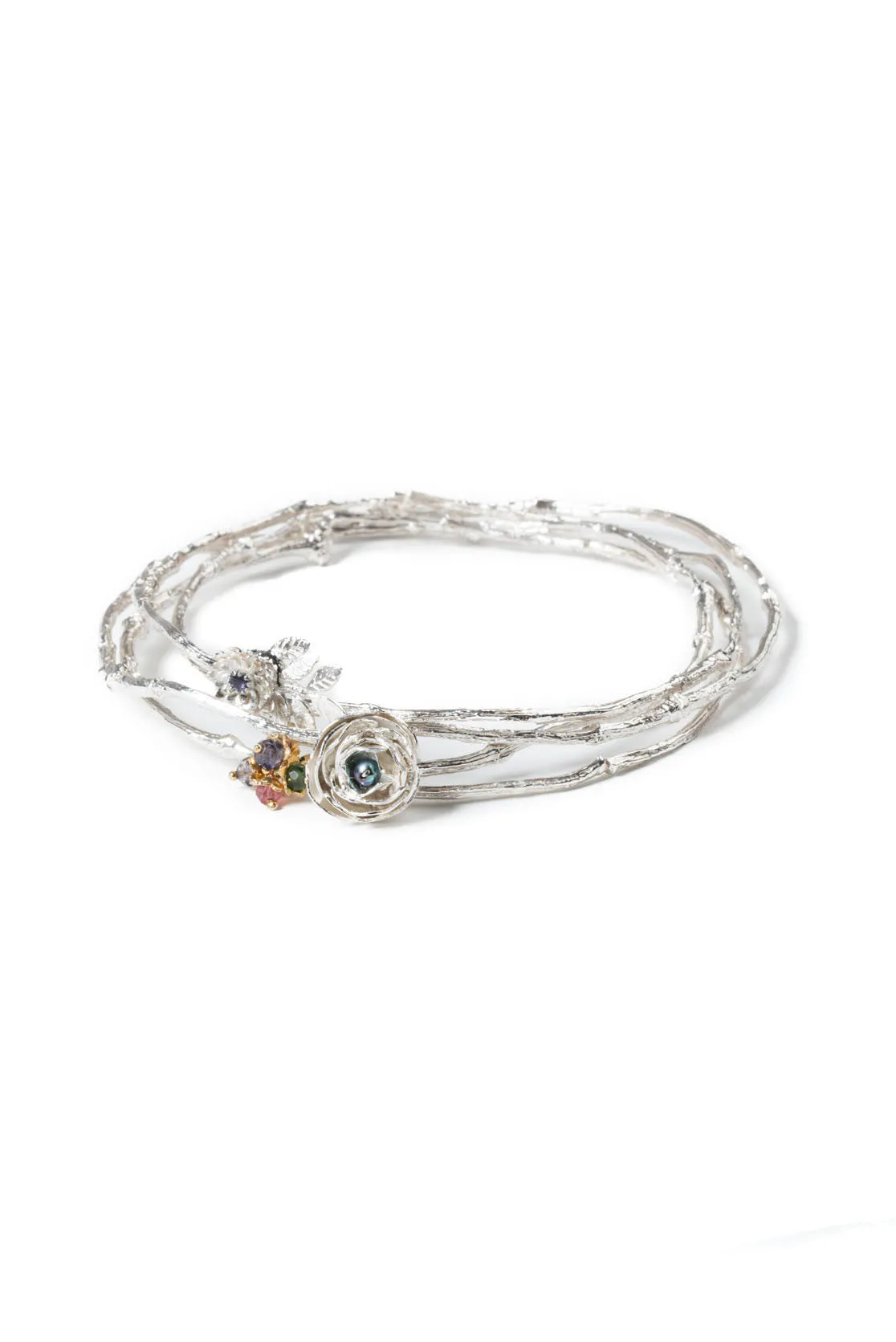 Silver Twig Bangle in 925 Sterling Silver