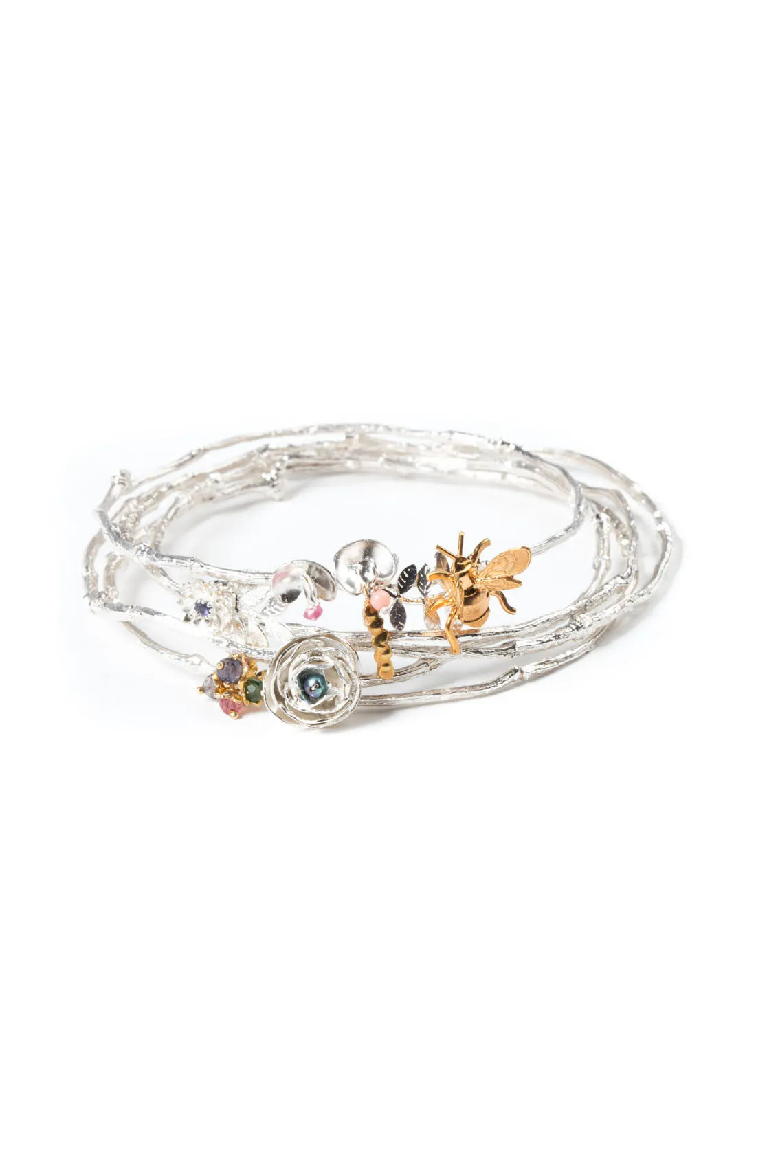 Silver Twig Bangle in 925 Sterling Silver
