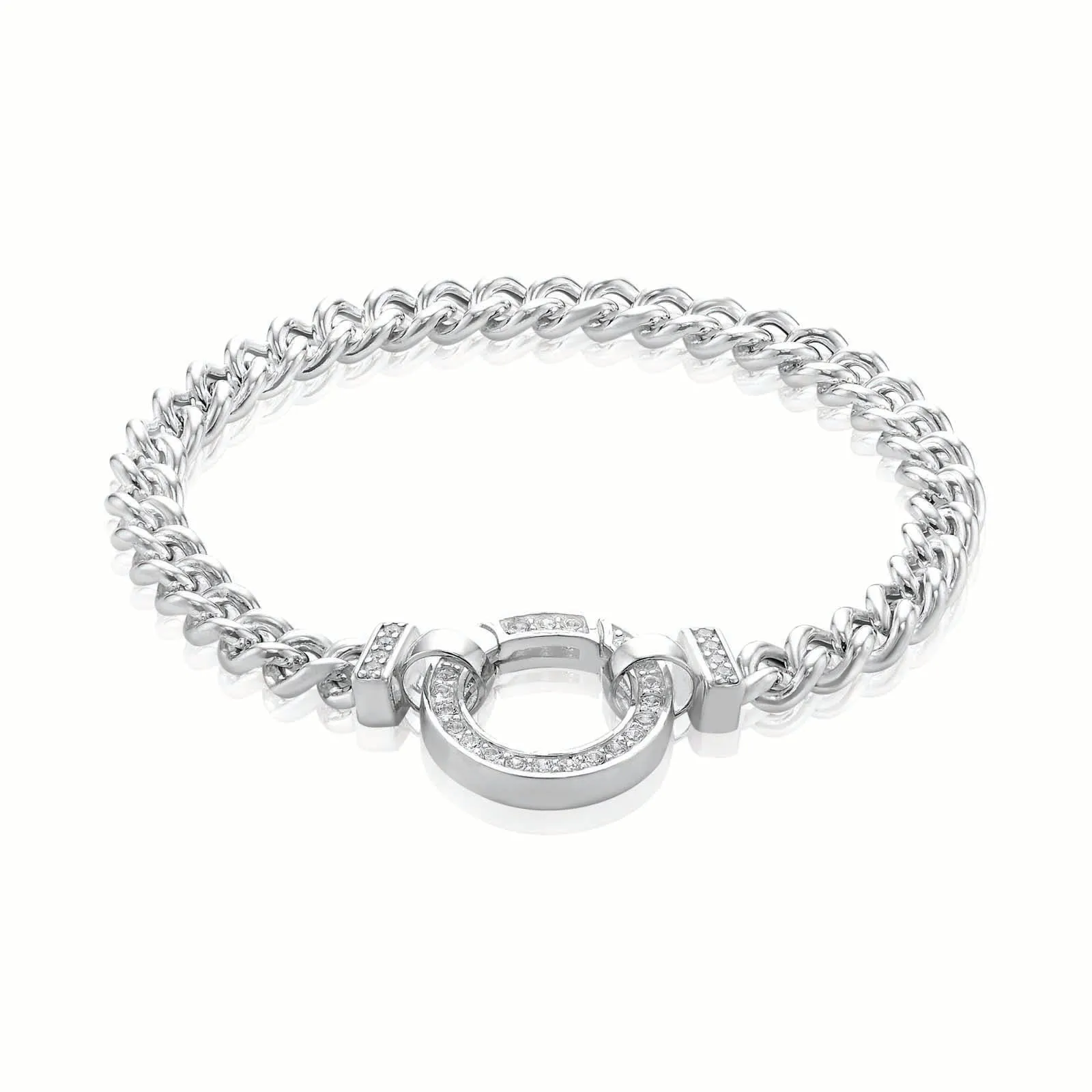Sterling Silver 19.5cm White Cubic Zirconia Bracelet