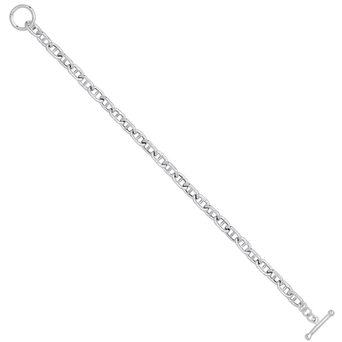 Sterling Silver 6mm Anchor Chain T-Bar Ladies Bracelet