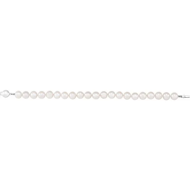Sterling Silver 8-9 mm Freshwater Cultured Pearl 7.75" Bracelet