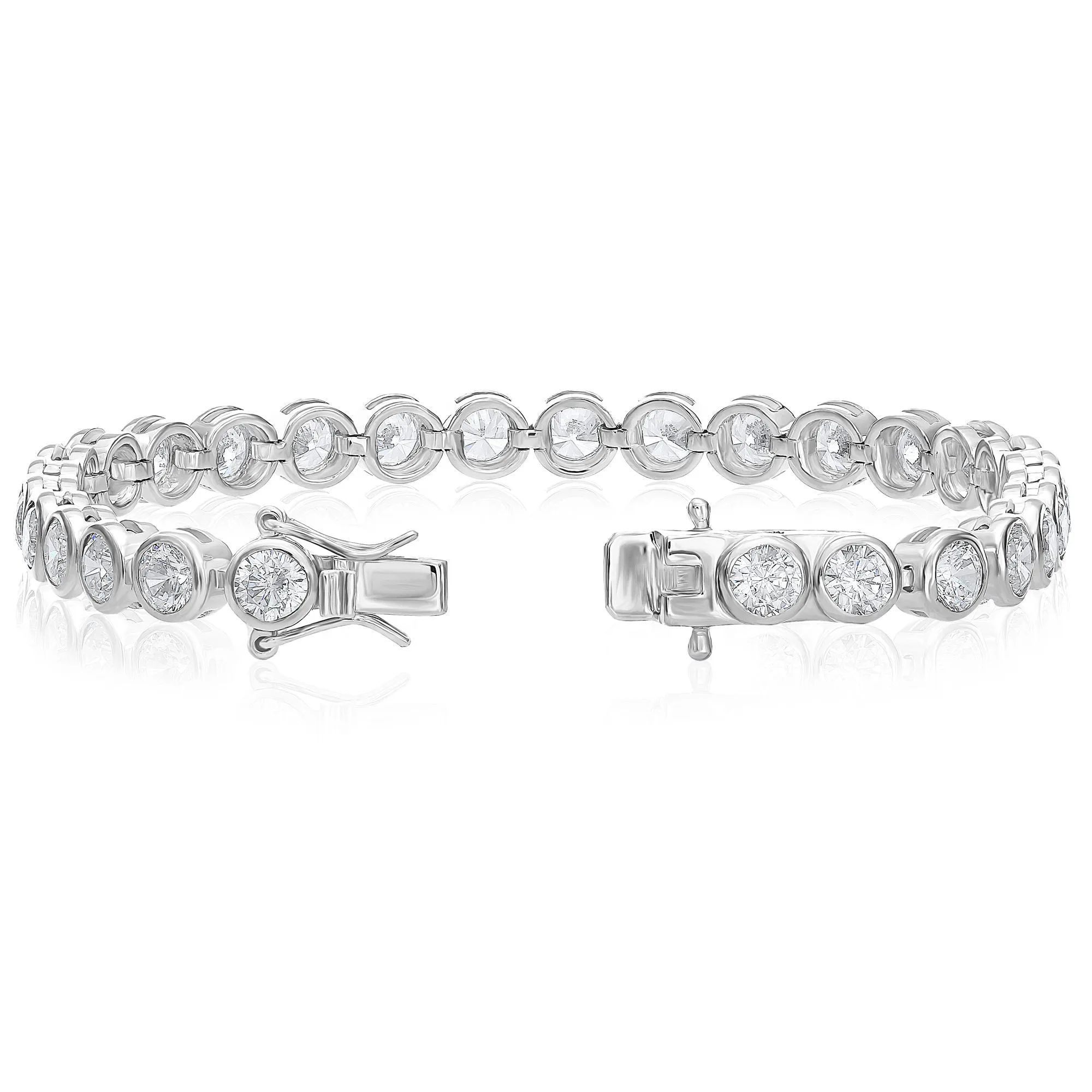 Sterling Silver Classic Bezel Set CZ Tennis Bracelet, 7 inch Length