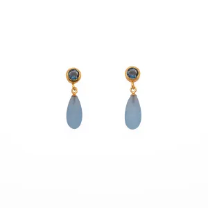 Stud Drop London Blue Topaz and Aquamarine Earrings 24K Fair Trade Gold Vermeil
