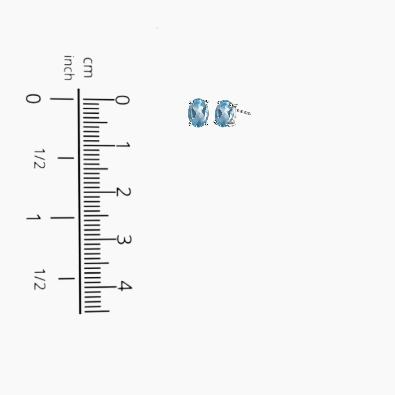 Swiss Blue Topaz Oval Stud Earrings - Sterling Silver