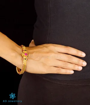 The Aaratrika Silver Kempu Bracelet(Red/Size 2.2/2.4/2.6/2.8)