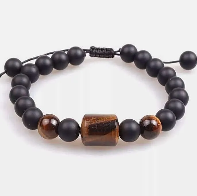 The Power Energy Bracelet Natural Tiger Eye and Black Onyx