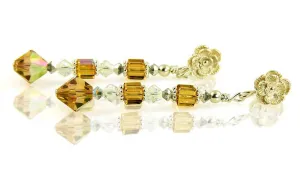Topaz Crystal Cube Floral Earrings