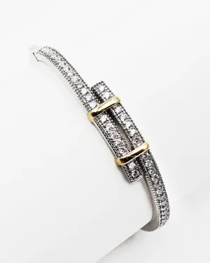 Two Tone CZ Wrap Bangle Bracelet
