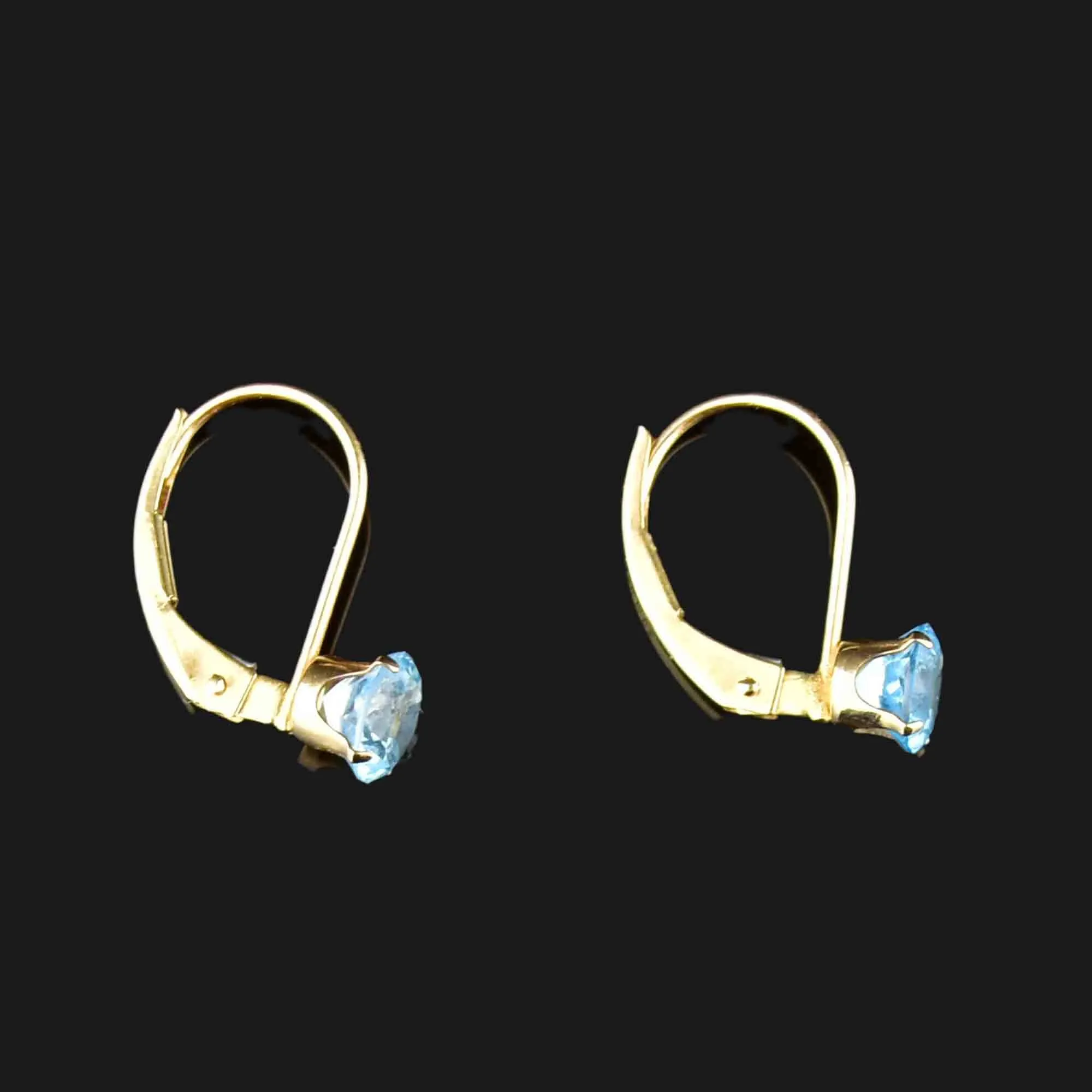 Vintage 10K Gold Blue Topaz Earrings