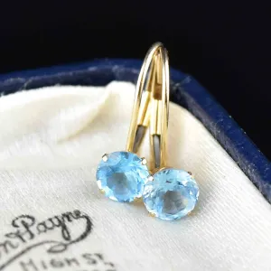 Vintage 10K Gold Blue Topaz Earrings