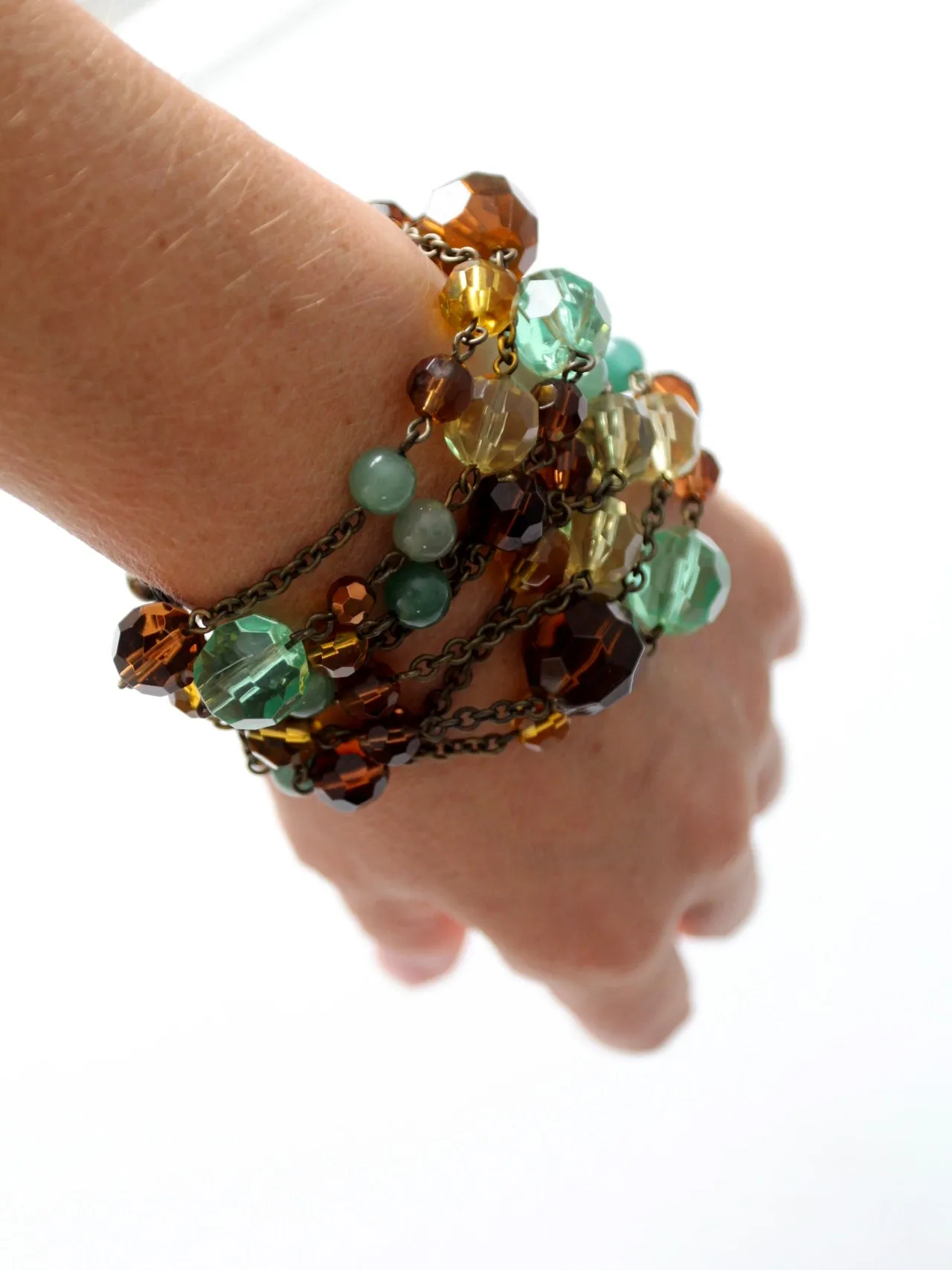vintage faceted bead multi-chain bracelet