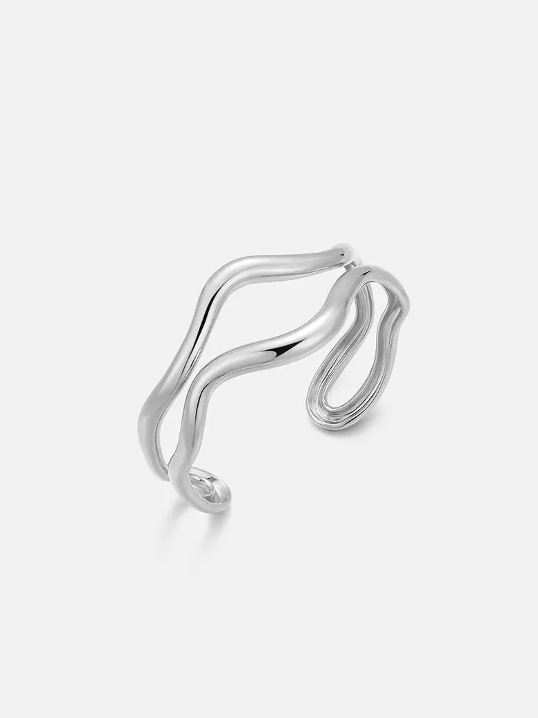 Wave Cuff Silver Bangle