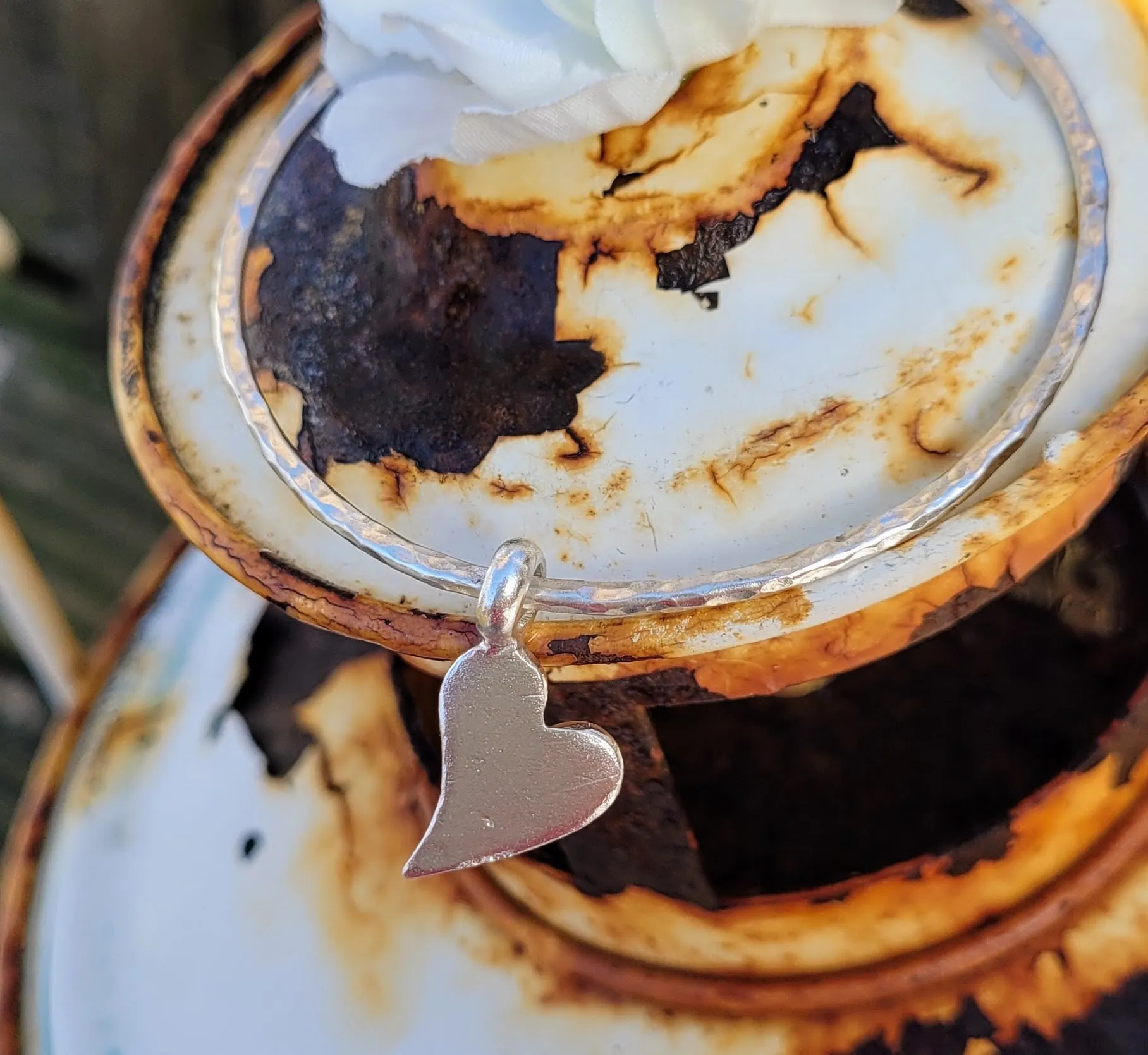 Wonky Heart Charm Bangle